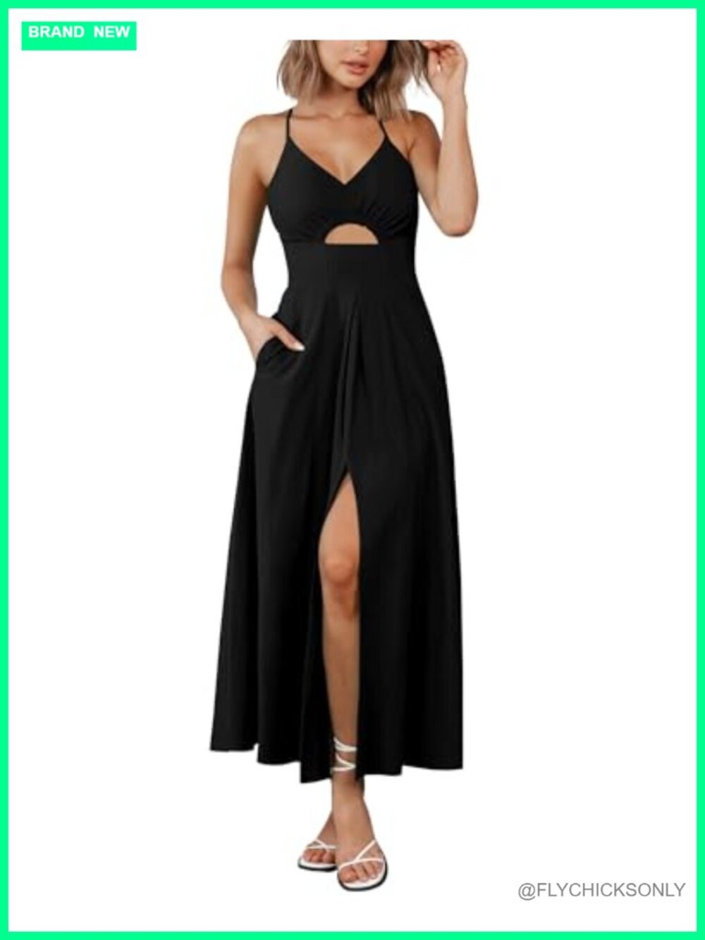 Spaghetti Strap Cutout Maxi Dress Sleeveless A-Line Beach Summer Vacation